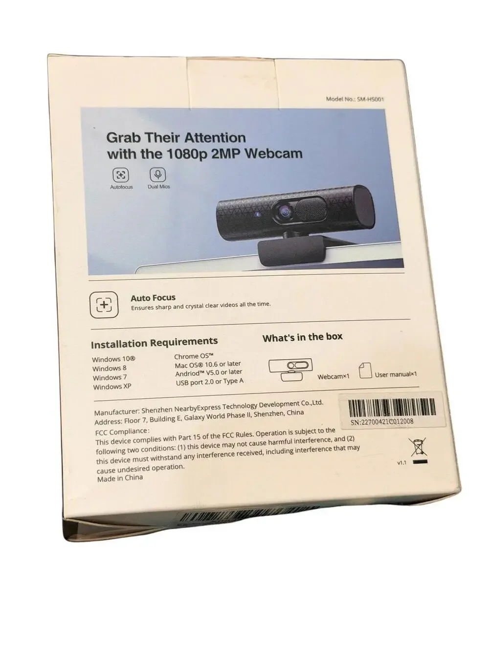 NearbyExpress Full HD 1080p Webcam with 360° Rotation and Auto Focus
